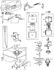 Air Cleaner Groups,fuel Tank Diagram and Parts List for 131232-0256-XX  Briggs and Stratton Engine